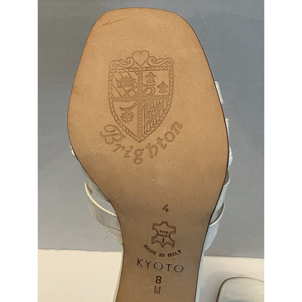 Brighton Kyoto Stacked Kitten Heel Sandals Size 8 M White Made in Italy - Picture 7 of 11
